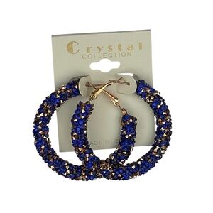 Blue and Gold Hoop Earrings